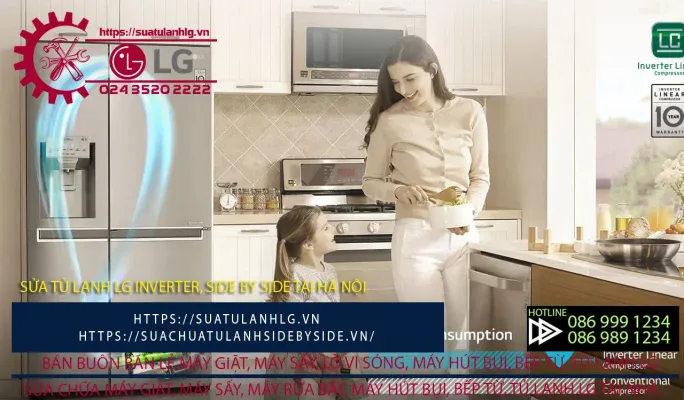 LG inverter refrigerator with side-by-side design in Hanoi.