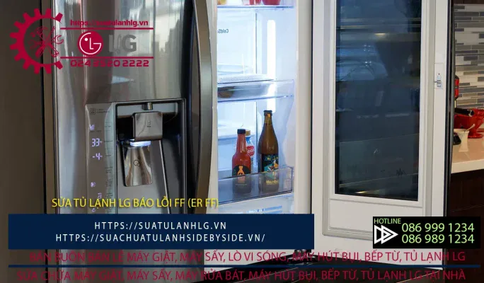 LG refrigerator with LED display showing temperature settings and ice dispenser for reliable cooling and ice making.