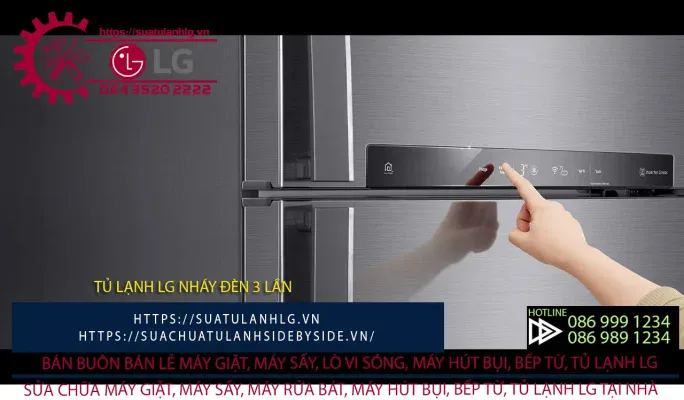 LG refrigerator with smart LED indicator lights for enhanced appliance management.
