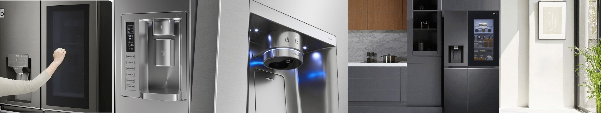 Refrigerator, washing machine, and kitchen appliances showcasing LG warranty services at Bao Hanh LG. Modern appliances with reliable LG warranty support for home appliances.